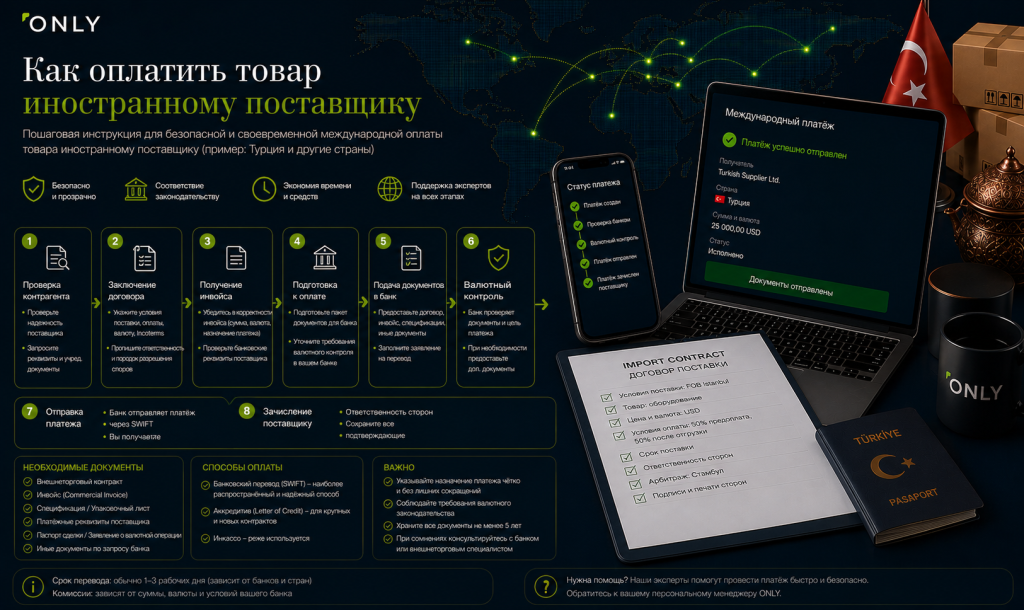 Как оплатить товар иностранному поставщику