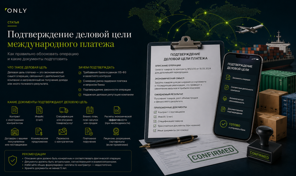 Подтверждение деловой цели международного платежа