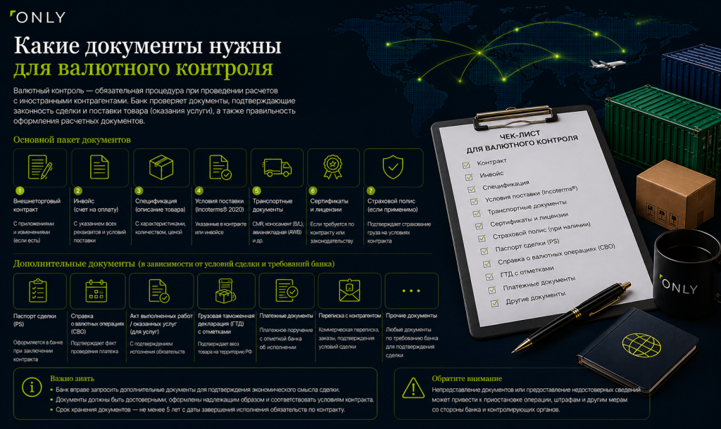 Какие документы нужны для валютного контроля