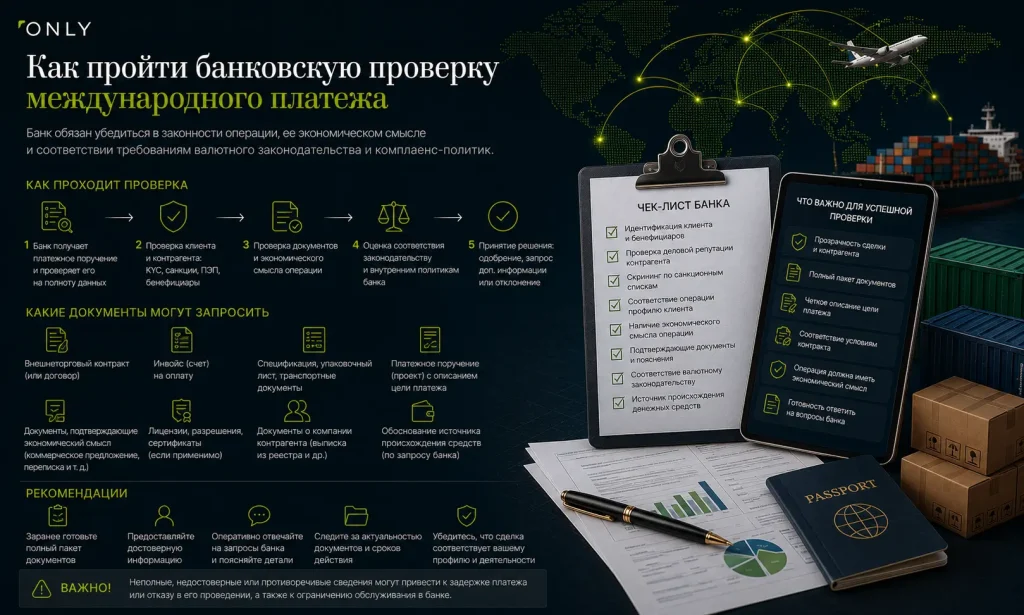 Как пройти банковскую проверку международного платежа